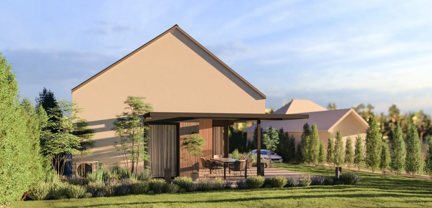 Új építésű, 2 szobás, kertes, teraszos, ikerházi lakás, Mendén eladó!