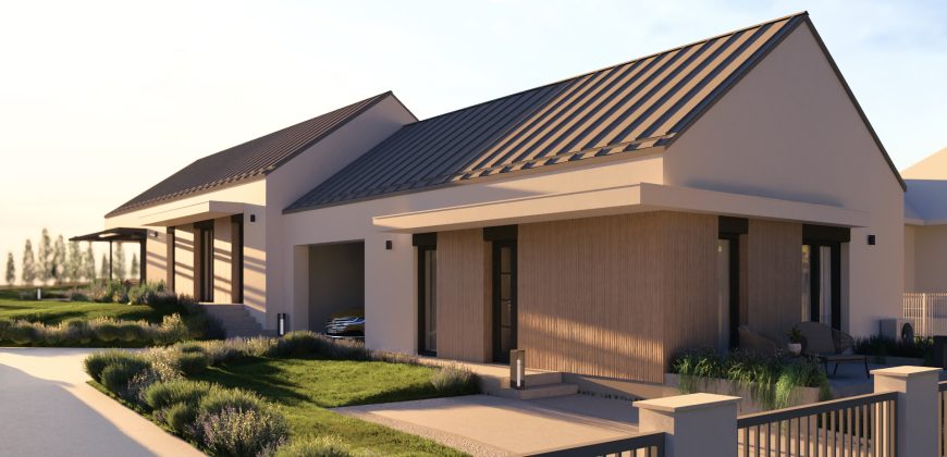 Új építésű, 2 szobás, kertes, teraszos, ikerházi lakás, Mendén eladó!