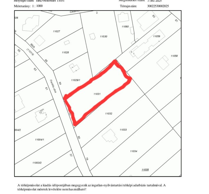 Érd rózadombján 1940 nm2 üres telek eladó